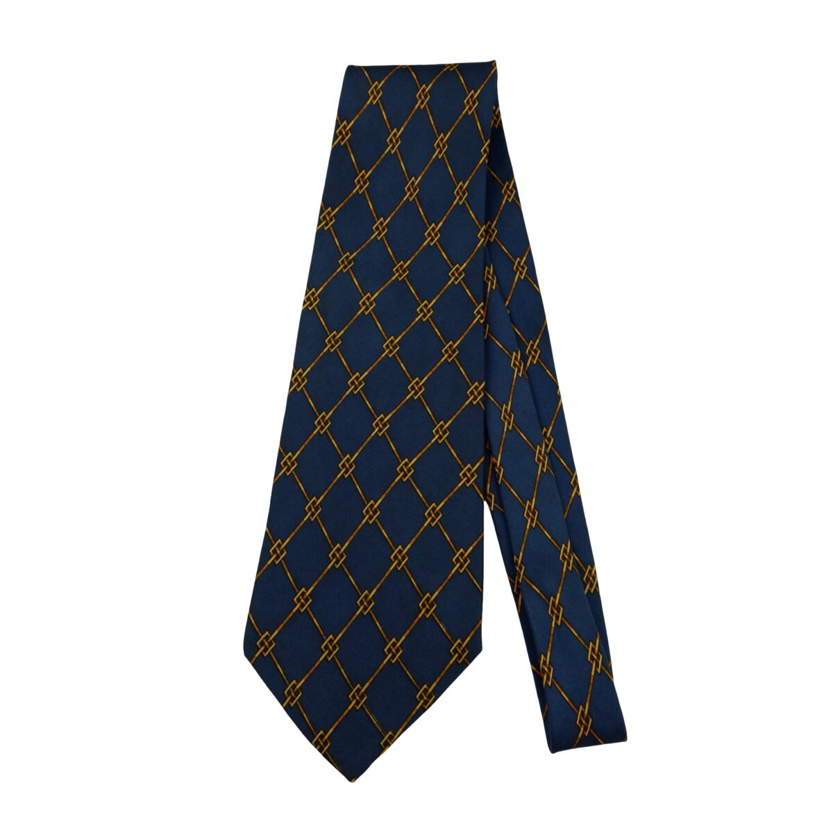 a16417 5 Hermes Tie Silk Navy Geometric (US Import Tax Included) มุมที่ 5