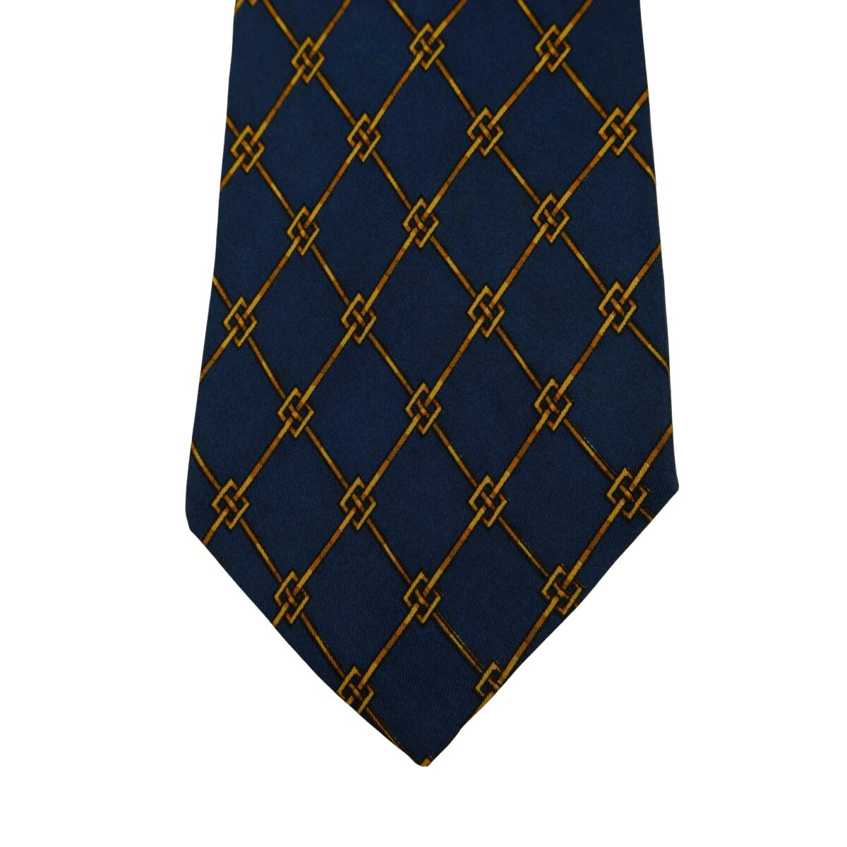 a16417 6 Hermes Tie Silk Navy Geometric (US Import Tax Included) มุมที่ 6