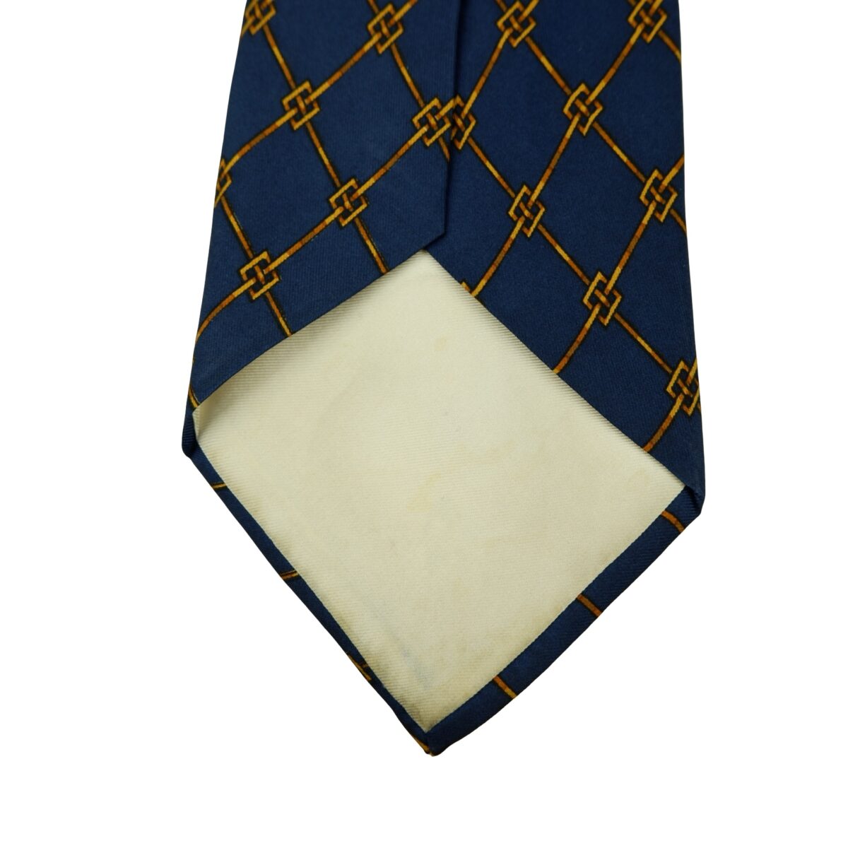 a16417 8 Hermes Tie Silk Navy Geometric (US Import Tax Included) มุมที่ 8