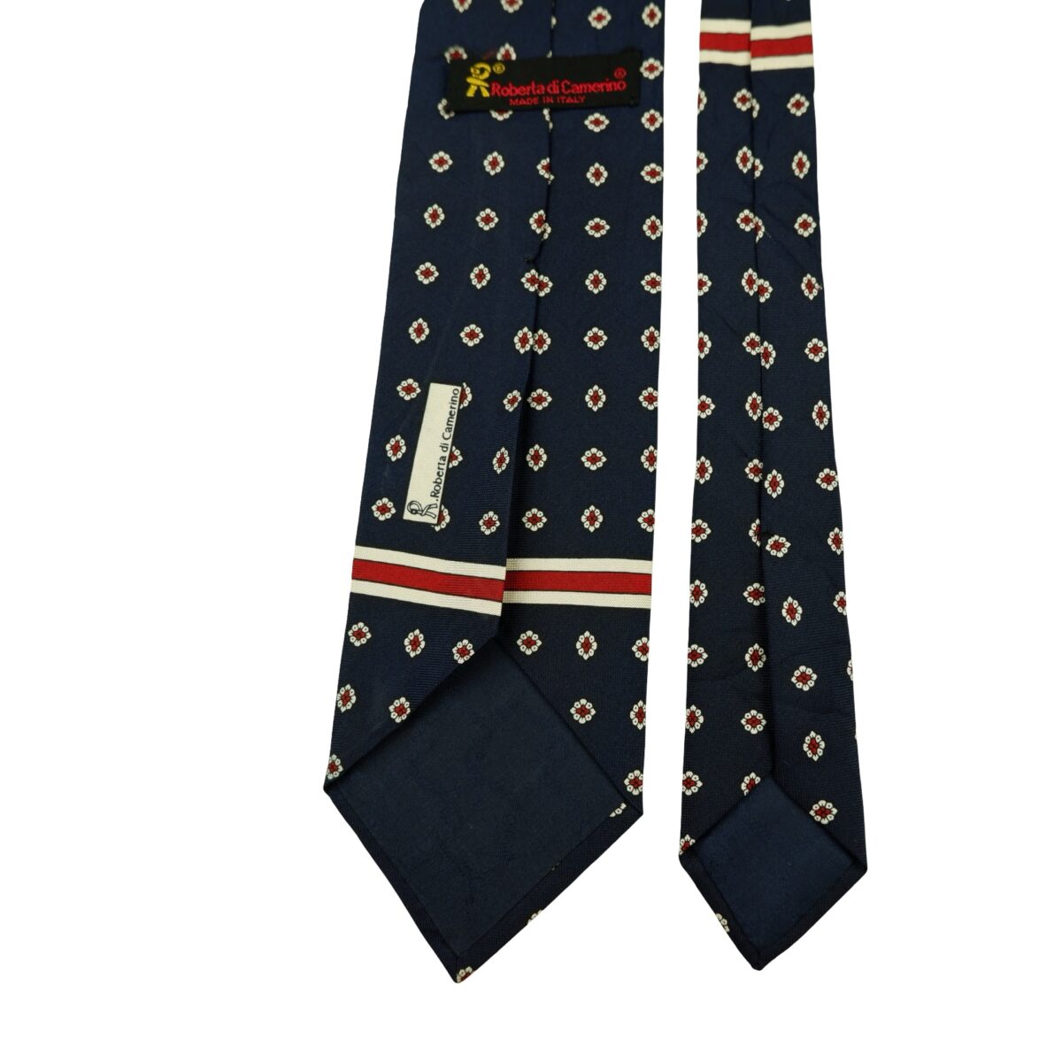 Roberta Di Camerino Tie Silk Dark Navy Pink Stripe Italy (US Import Tax Included) | mesabb clothing Roberta Di Camerino Tie Silk Dark Navy Pink Stripe Italy (US Import Tax Included) มุมที่ 4