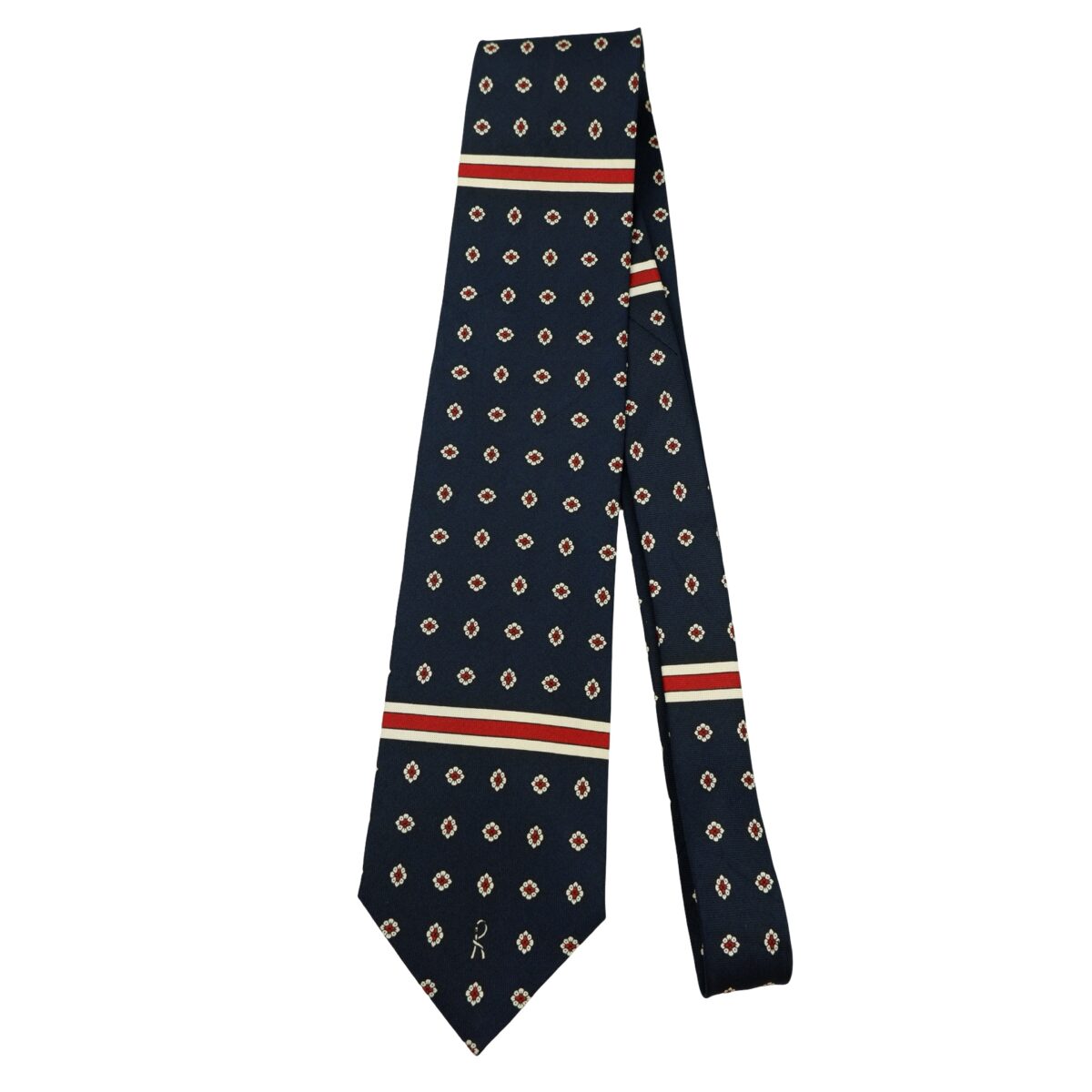 Roberta Di Camerino Tie Silk Dark Navy Pink Stripe Italy (US Import Tax Included) | mesabb clothing Roberta Di Camerino Tie Silk Dark Navy Pink Stripe Italy (US Import Tax Included) มุมที่ 5