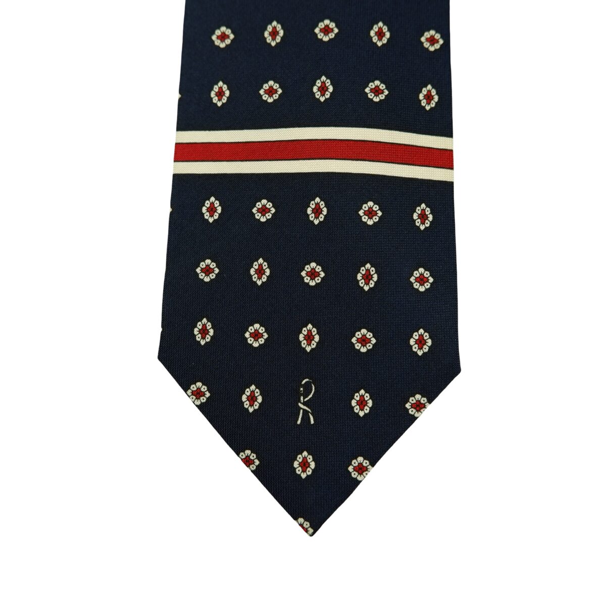 Roberta Di Camerino Tie Silk Dark Navy Pink Stripe Italy (US Import Tax Included) | mesabb clothing Roberta Di Camerino Tie Silk Dark Navy Pink Stripe Italy (US Import Tax Included) มุมที่ 6