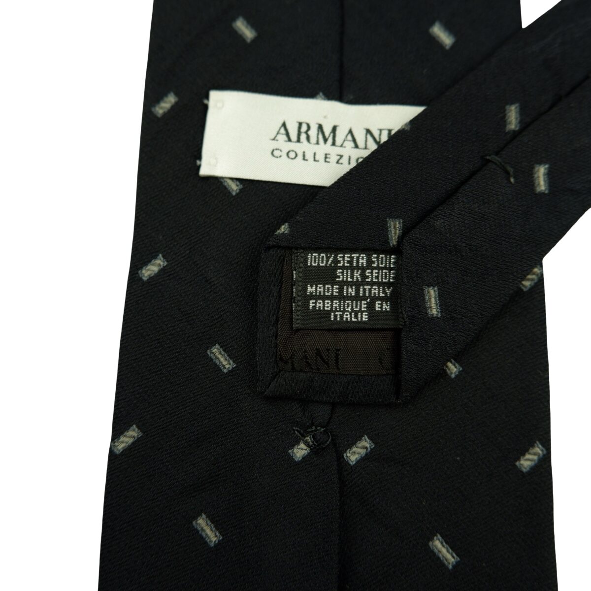 a16420 10 Armani Collezioni Tie Silk Black Geometric Italy (US Import Tax Included) มุมที่ 10