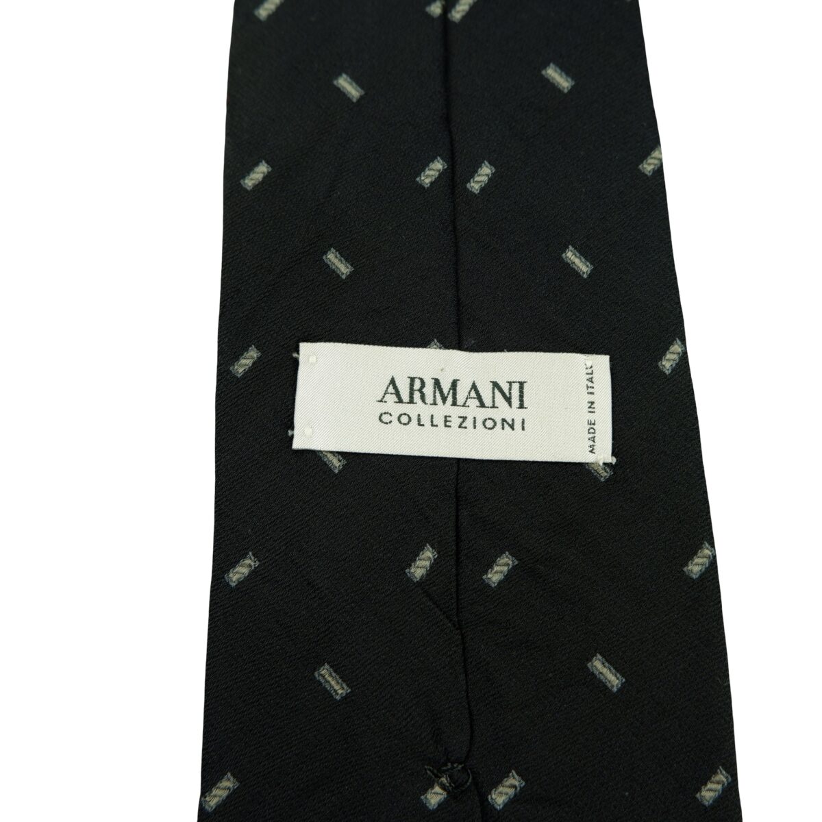 a16420 9 Armani Collezioni Tie Silk Black Geometric Italy (US Import Tax Included) มุมที่ 9