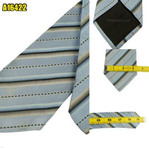 Ermenegildo Zegna Tie Silk Light Blue Stripe Italy (US Import Tax Included) มุมที่ 1