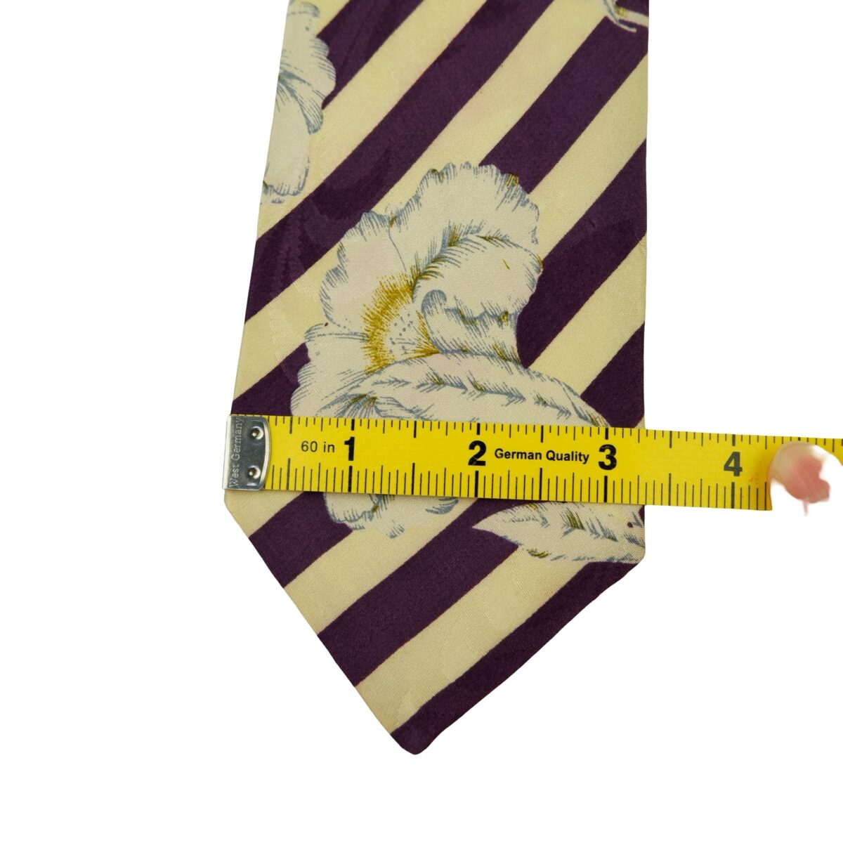 a16424 15 Hugo Boss Tie Silk Beige Purple Stripe Italy (US Import Tax Included) มุมที่ 15