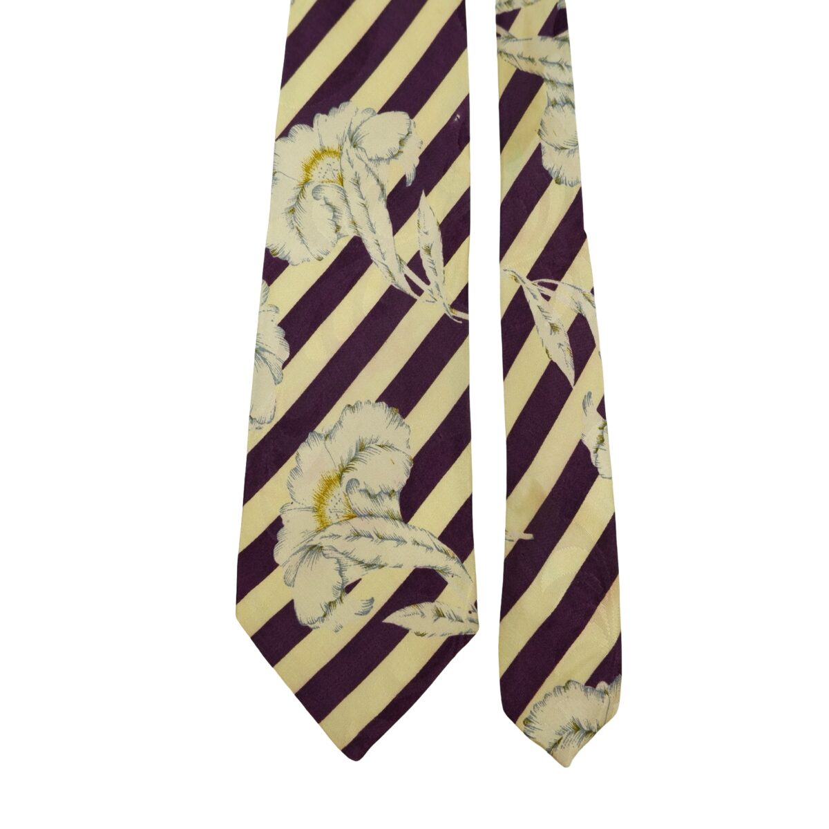 a16424 3 Hugo Boss Tie Silk Beige Purple Stripe Italy (US Import Tax Included) มุมที่ 3