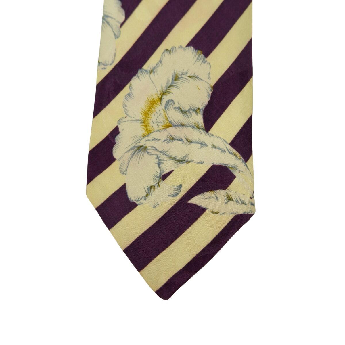 a16424 6 Hugo Boss Tie Silk Beige Purple Stripe Italy (US Import Tax Included) มุมที่ 6
