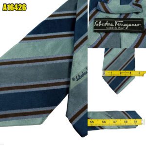 Salvatore Ferragamo Tie Silk Multicolor Stripe Italy (US Import Tax Included) มุมที่ 1