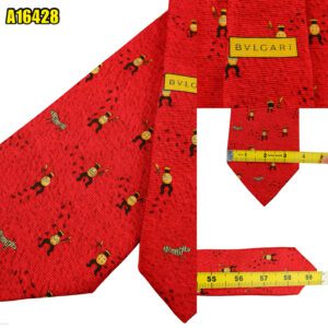 Bvlgari Tie Silk Red Animal Pattern Italy (US Import Tax Included) มุมที่ 1