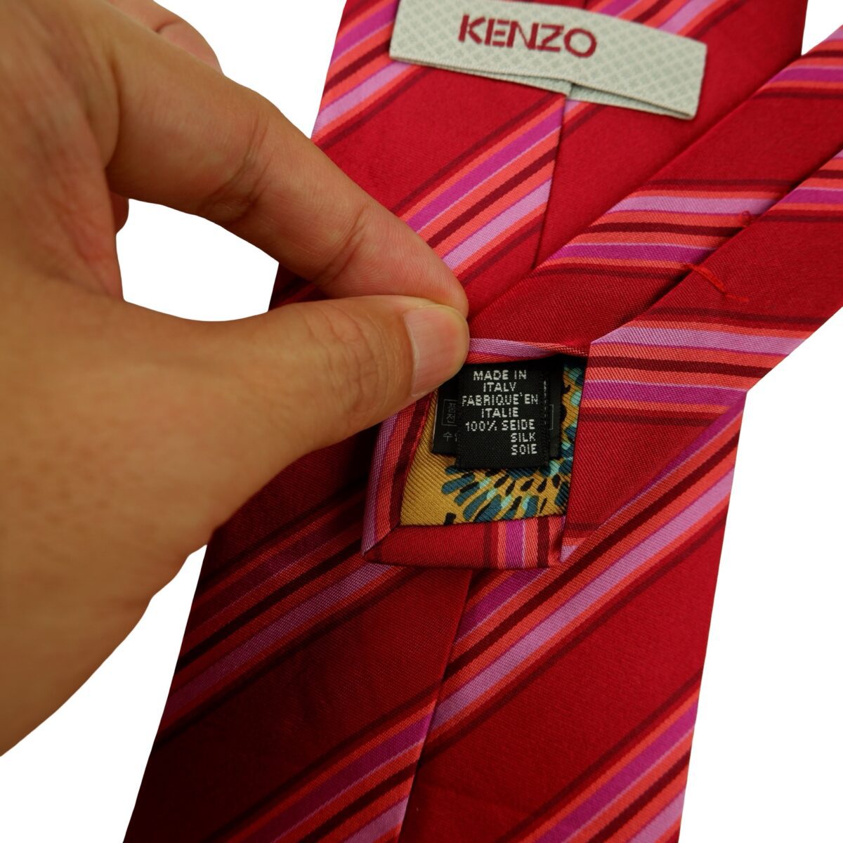 a16432 10 Kenzo Tie Silk Red Stripe Italy (US Import Tax Included) มุมที่ 10