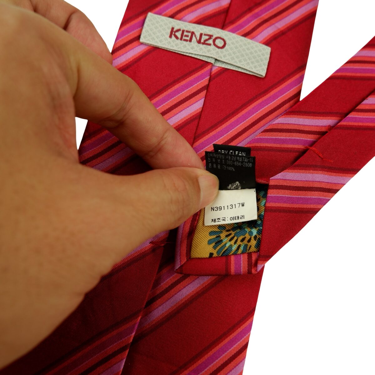 a16432 12 Kenzo Tie Silk Red Stripe Italy (US Import Tax Included) มุมที่ 12