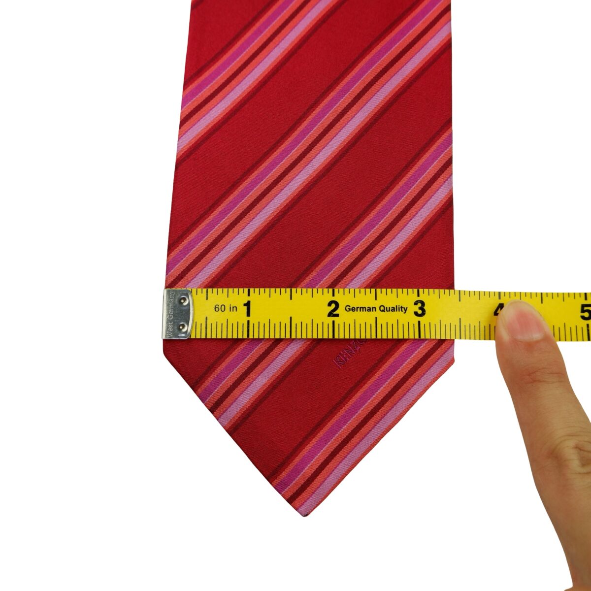 a16432 14 Kenzo Tie Silk Red Stripe Italy (US Import Tax Included) มุมที่ 14