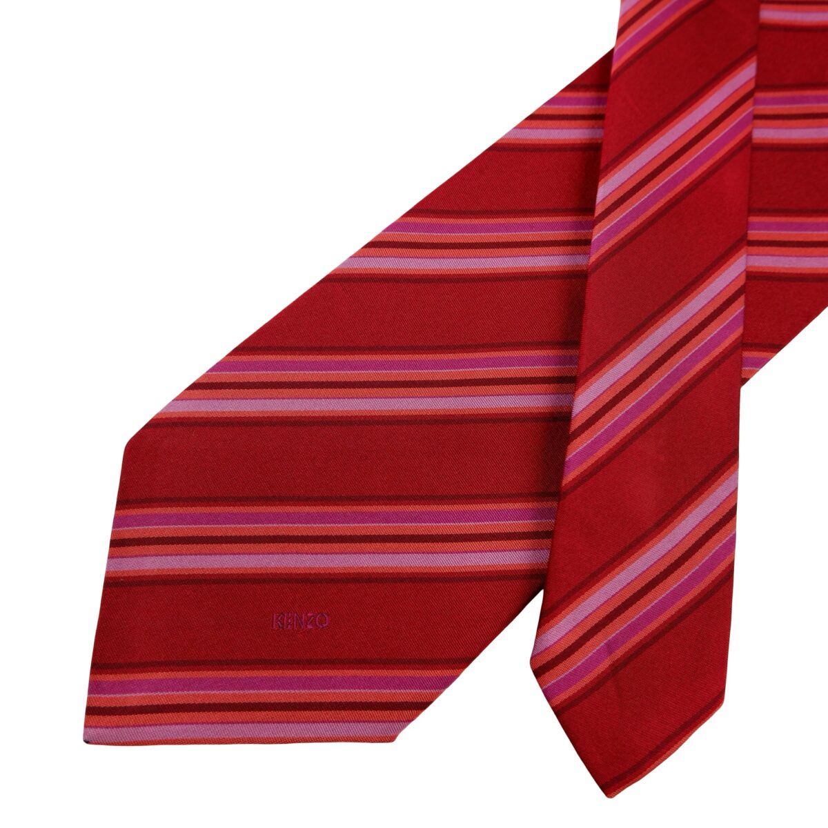 a16432 2 Kenzo Tie Silk Red Stripe Italy (US Import Tax Included) มุมที่ 2