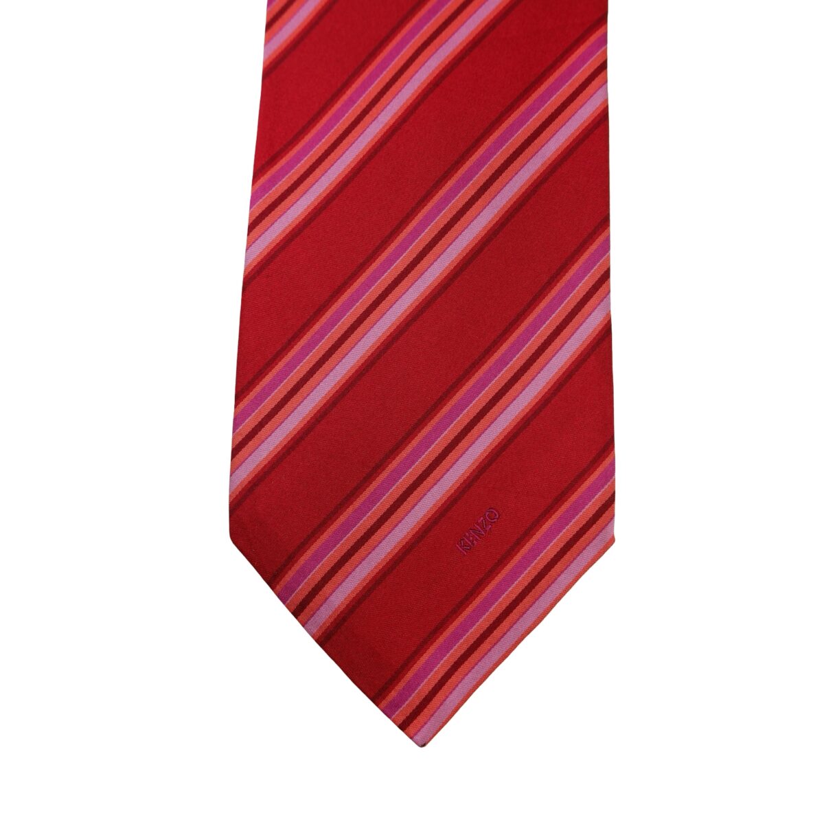 a16432 6 Kenzo Tie Silk Red Stripe Italy (US Import Tax Included) มุมที่ 6