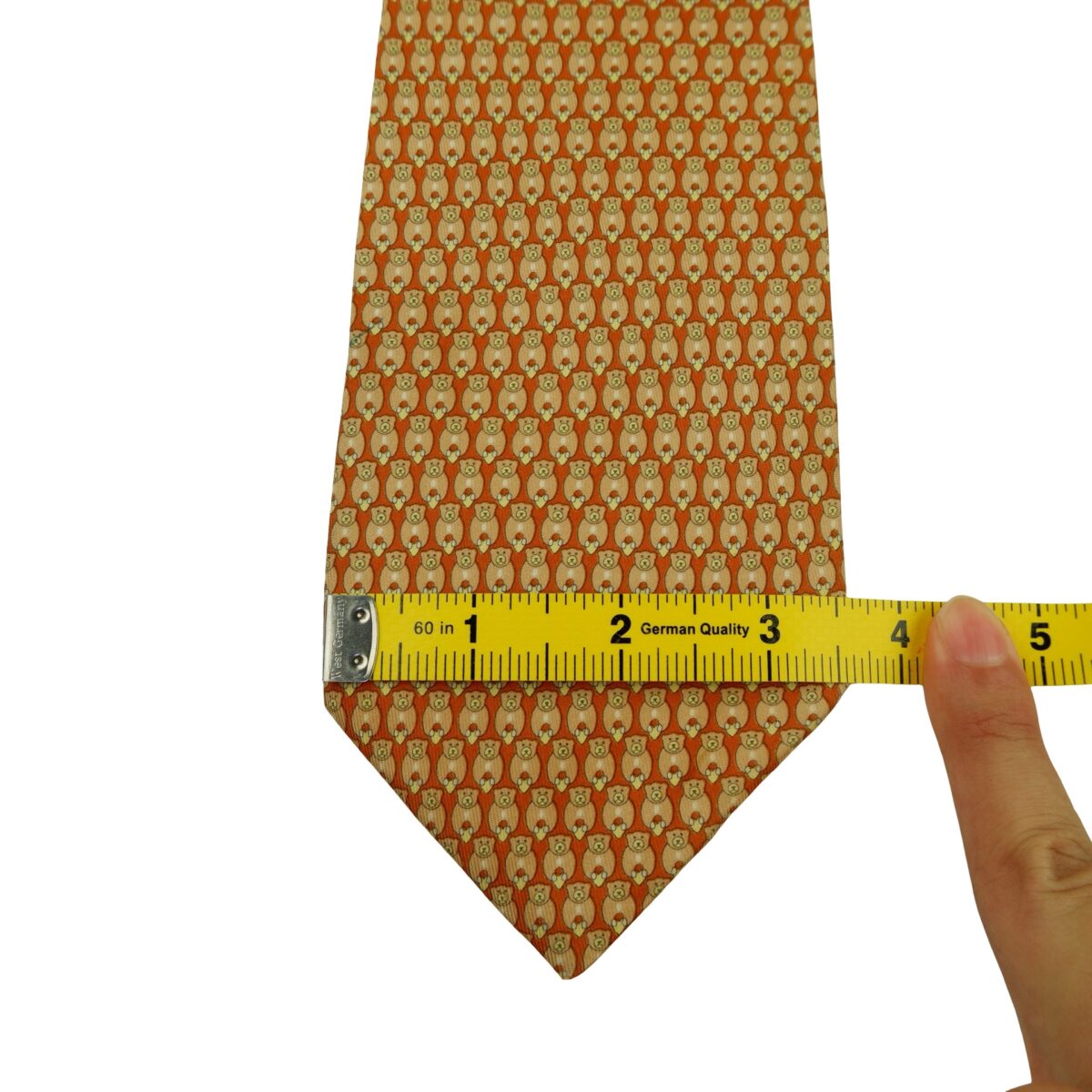 a16434 11 Salvatore Ferragamo Tie Silk Brown Animal Pattern Italy (US Import Tax Included) มุมที่ 11