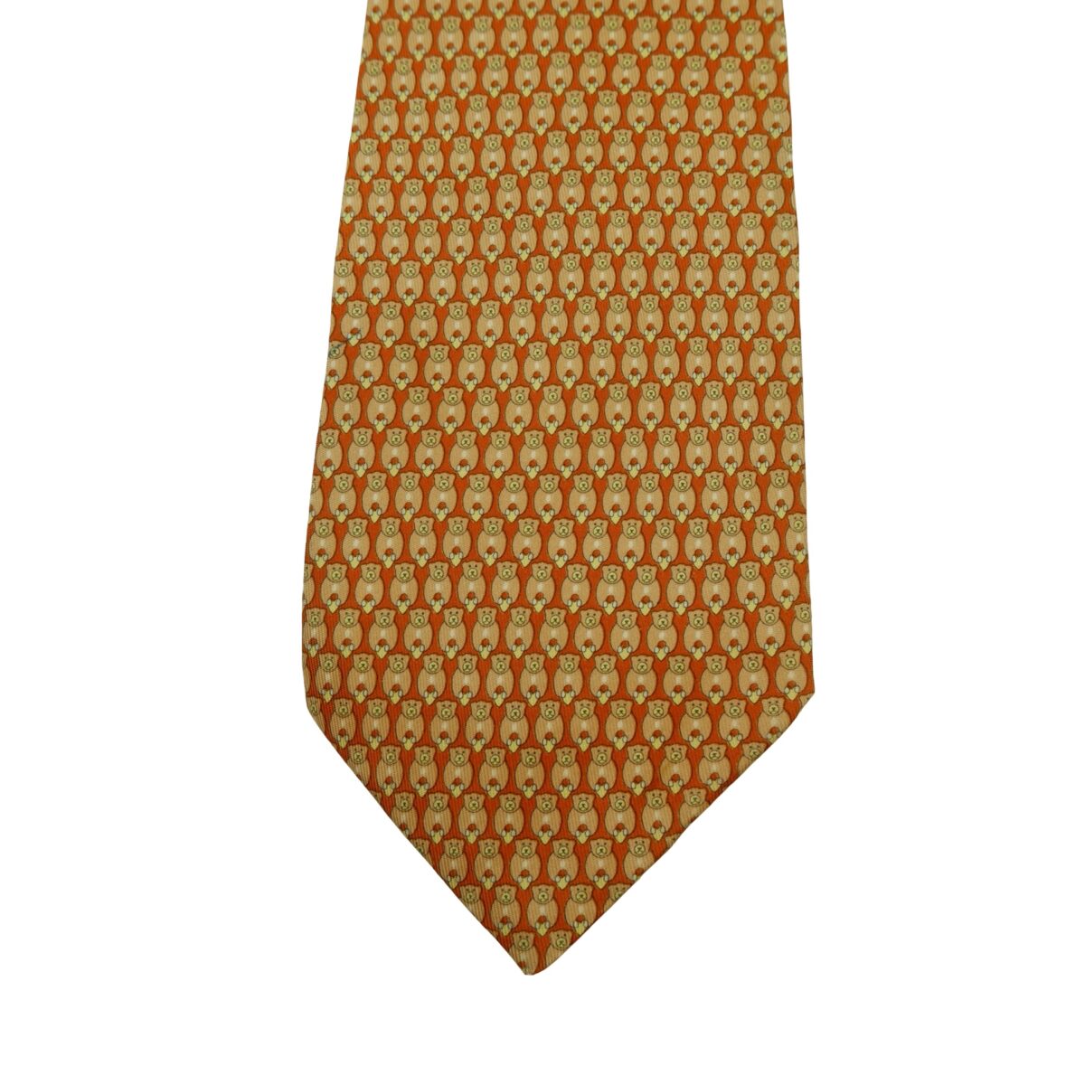 a16434 6 Salvatore Ferragamo Tie Silk Brown Animal Pattern Italy (US Import Tax Included) มุมที่ 6