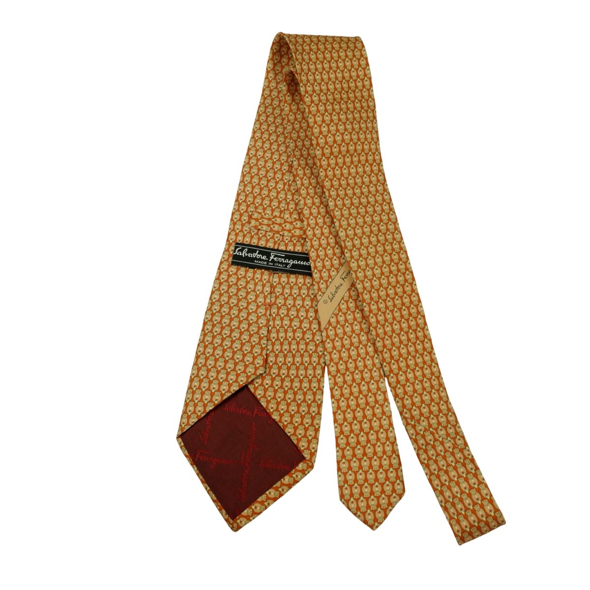 a16434 7 Salvatore Ferragamo Tie Silk Brown Animal Pattern Italy (US Import Tax Included) มุมที่ 7