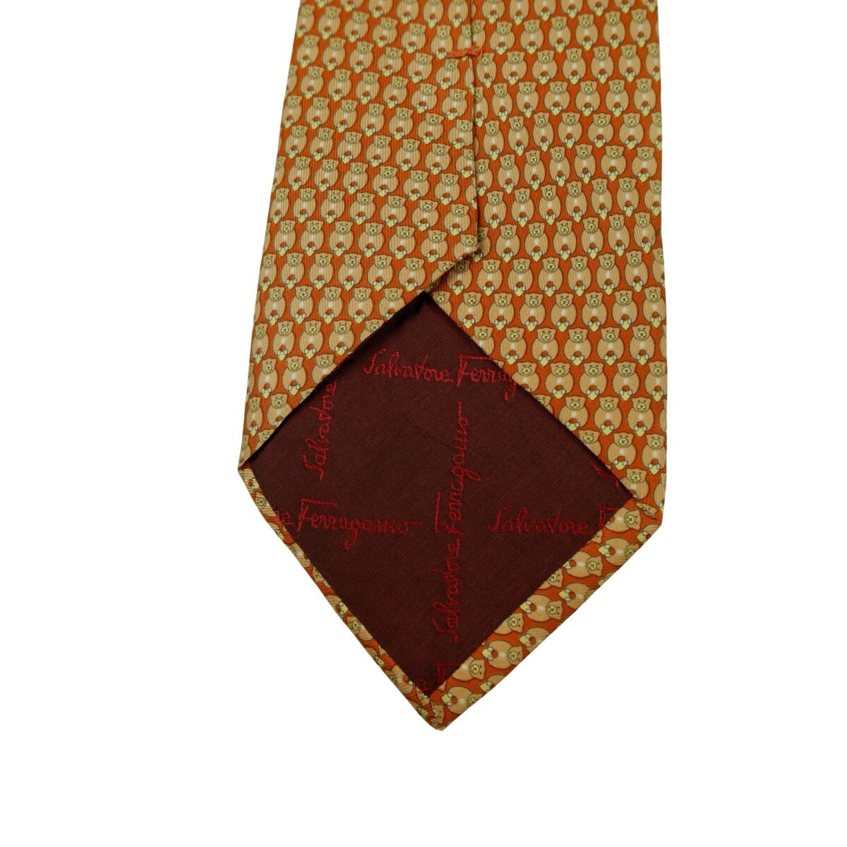 a16434 8 Salvatore Ferragamo Tie Silk Brown Animal Pattern Italy (US Import Tax Included) มุมที่ 8
