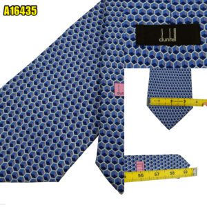 Dunhill Tie Silk Blue Geometric Italy (US Import Tax Included) มุมที่ 1