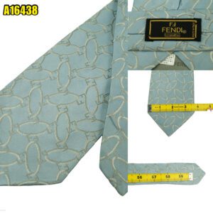 Fendi Tie Silk Light Blue Geometric Italy (US Import Tax Included) มุมที่ 1