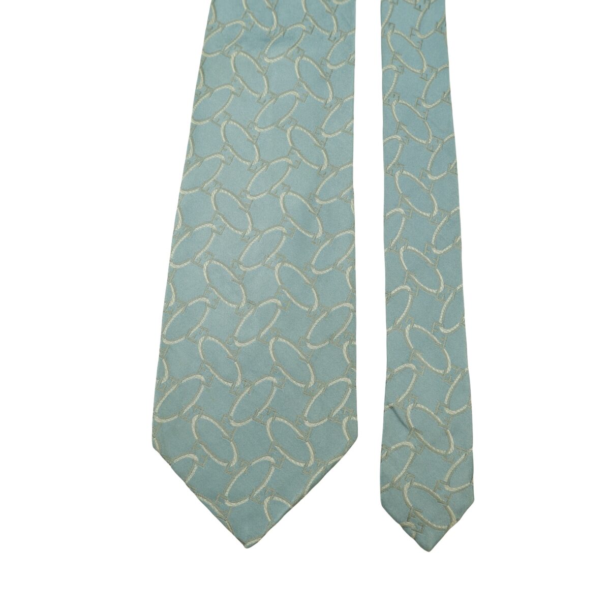 a16438 3 Fendi Tie Silk Light Blue Geometric Italy (US Import Tax Included) มุมที่ 3