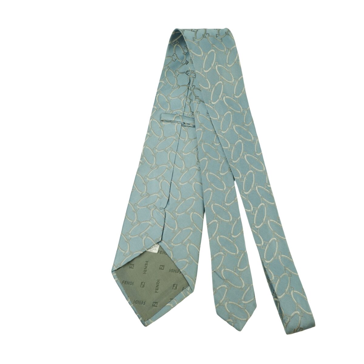 a16438 7 Fendi Tie Silk Light Blue Geometric Italy (US Import Tax Included) มุมที่ 7
