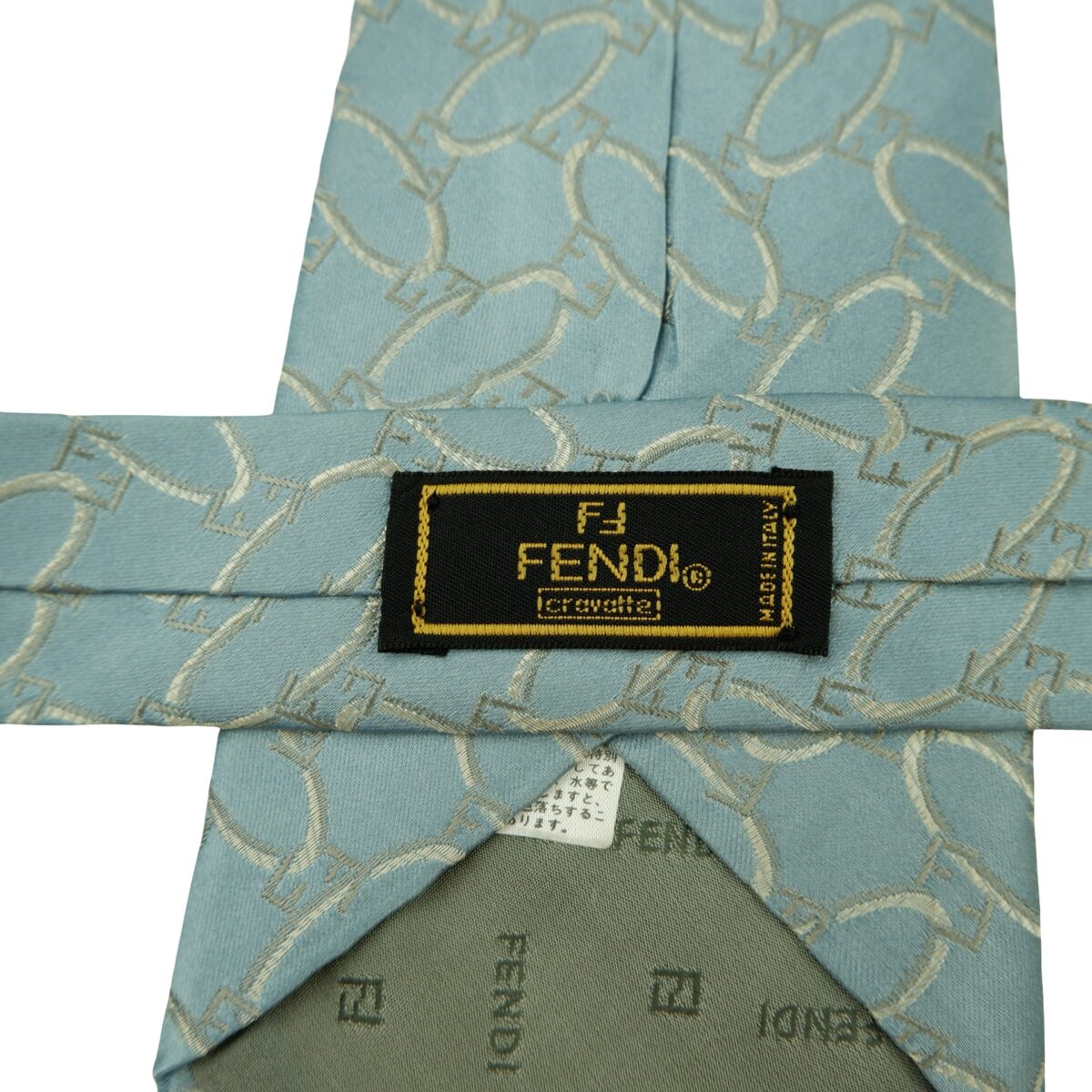 a16438 9 Fendi Tie Silk Light Blue Geometric Italy (US Import Tax Included) มุมที่ 9