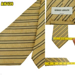 Giorgio Armani Tie Silk Brown Stripe Italy (US Import Tax Included) มุมที่ 1