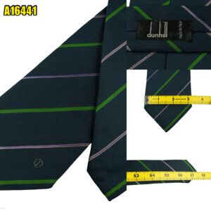 Dunhill Tie Silk Dark Navy Stripe Italy (US Import Tax Included) มุมที่ 1