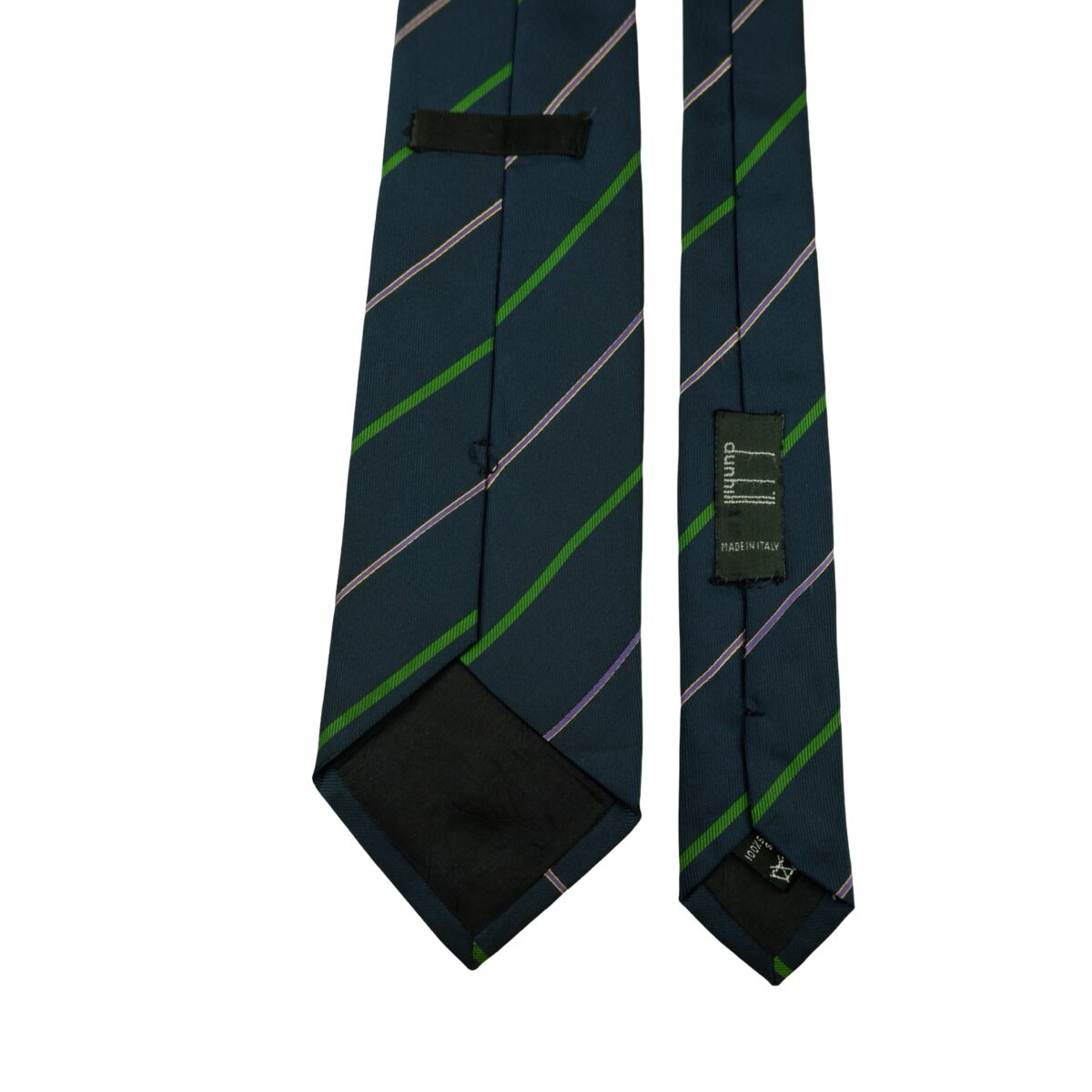 a16441 4 Dunhill Tie Silk Dark Navy Stripe Italy (US Import Tax Included) มุมที่ 4