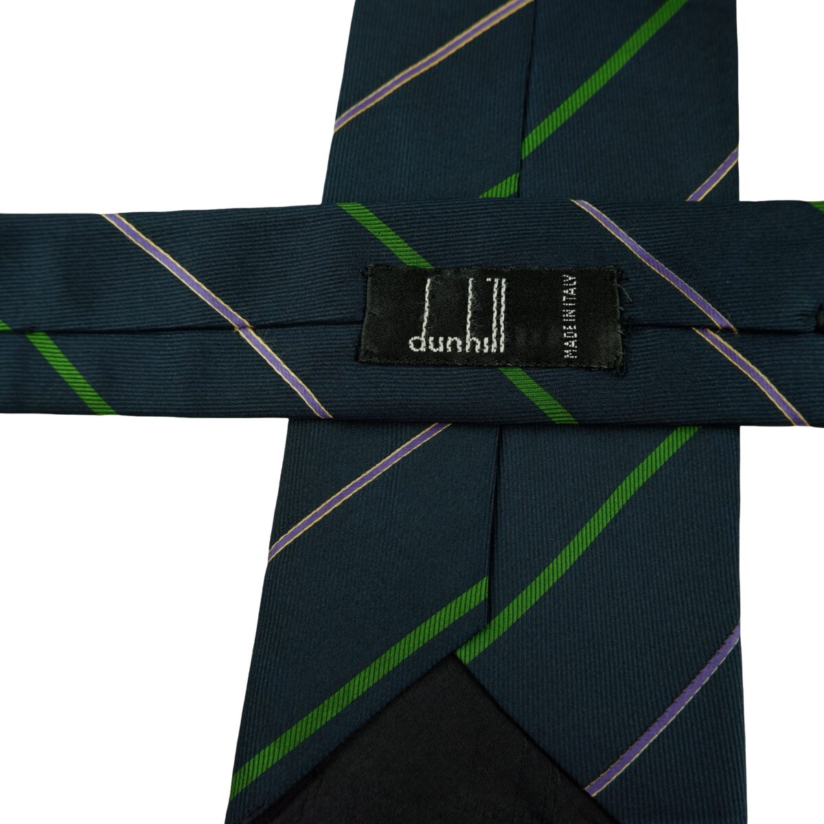 a16441 9 Dunhill Tie Silk Dark Navy Stripe Italy (US Import Tax Included) มุมที่ 9