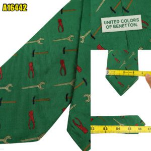 United Colors Of Benetton Tie Silk Green Geometric Japan (US Import Tax Included) มุมที่ 1
