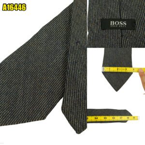 Hugo Boss Tie Wool Black Gray Italy (US Import Tax Included) มุมที่ 1
