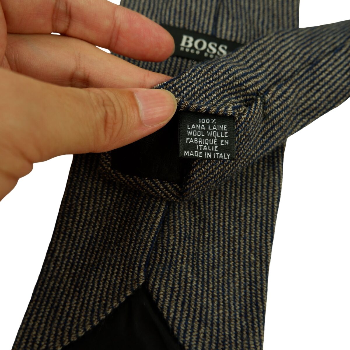 a16446 10 Hugo Boss Tie Wool Black Gray Italy (US Import Tax Included) มุมที่ 10