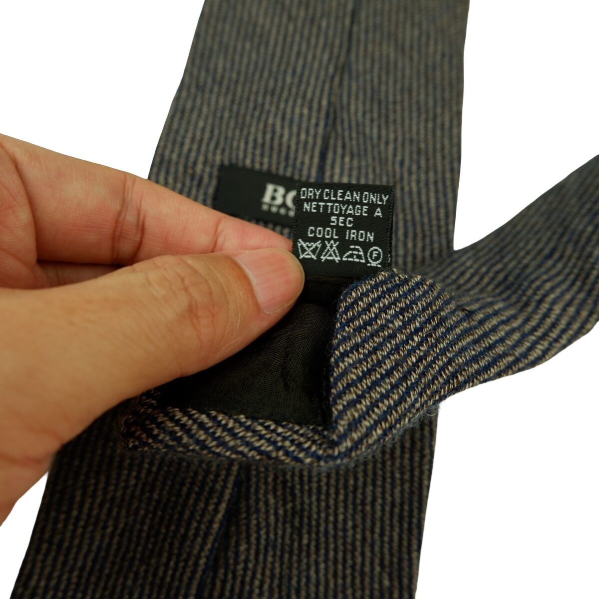 a16446 11 Hugo Boss Tie Wool Black Gray Italy (US Import Tax Included) มุมที่ 11