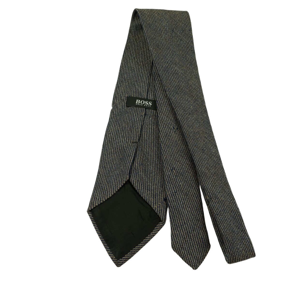 a16446 7 Hugo Boss Tie Wool Black Gray Italy (US Import Tax Included) มุมที่ 7