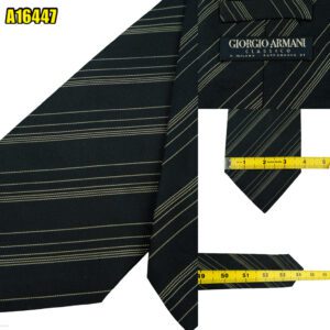 Giorgio Armani Tie Silk Black Stripe Italy (US Import Tax Included) มุมที่ 1