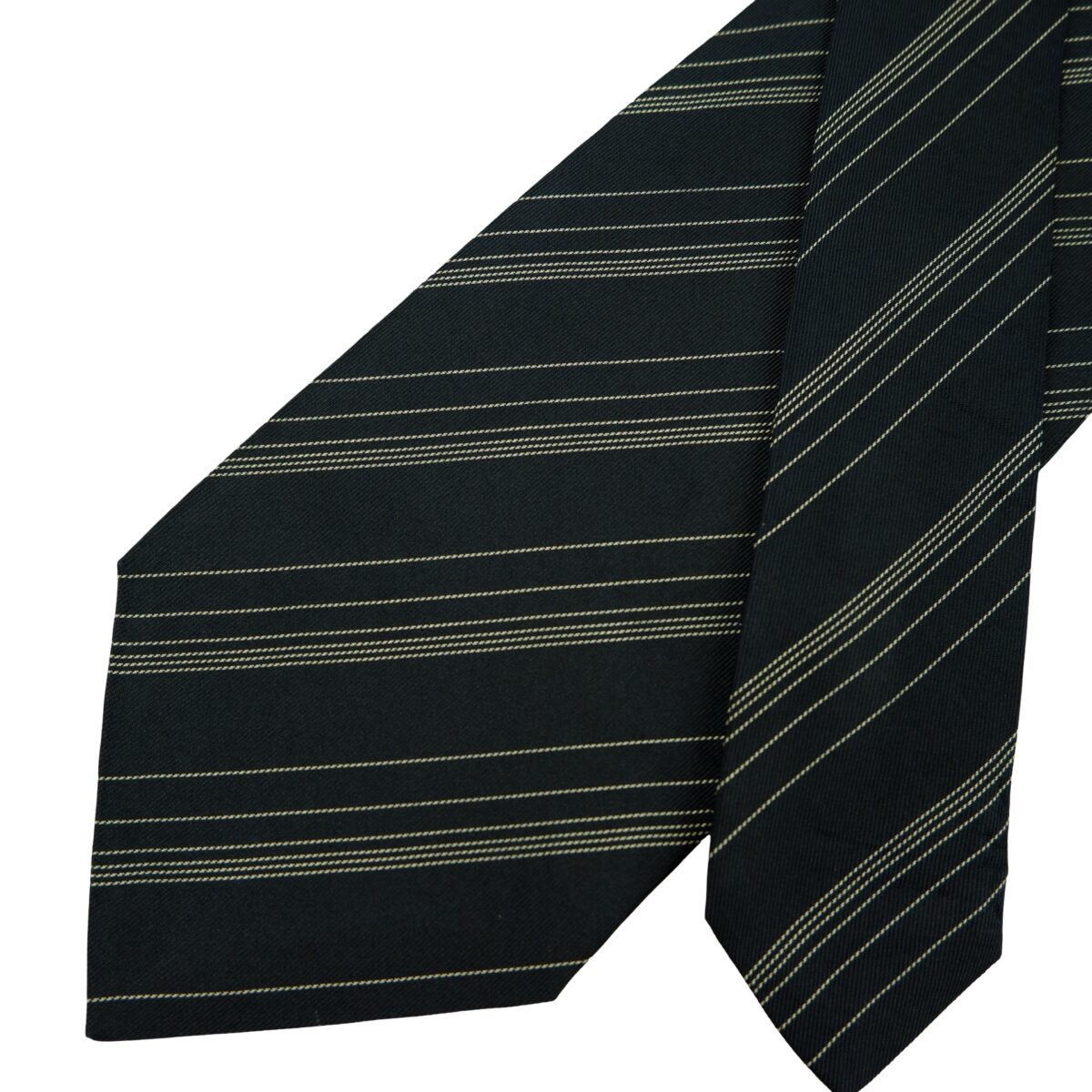 a16447 2 Giorgio Armani Tie Silk Black Stripe Italy (US Import Tax Included) มุมที่ 2