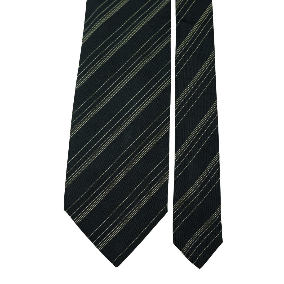 a16447 3 Giorgio Armani Tie Silk Black Stripe Italy (US Import Tax Included) มุมที่ 3