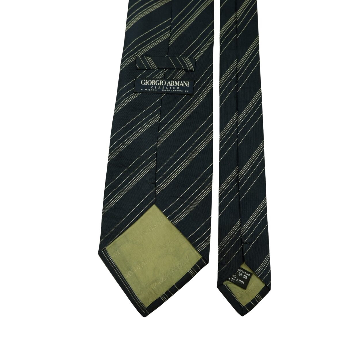 a16447 4 Giorgio Armani Tie Silk Black Stripe Italy (US Import Tax Included) มุมที่ 4