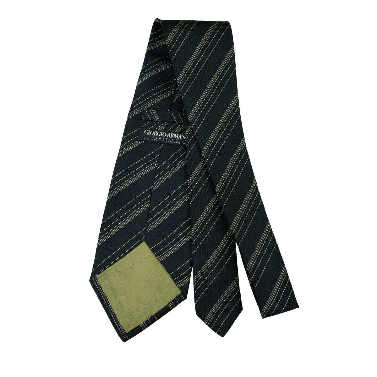 a16447 7 Giorgio Armani Tie Silk Black Stripe Italy (US Import Tax Included) มุมที่ 7