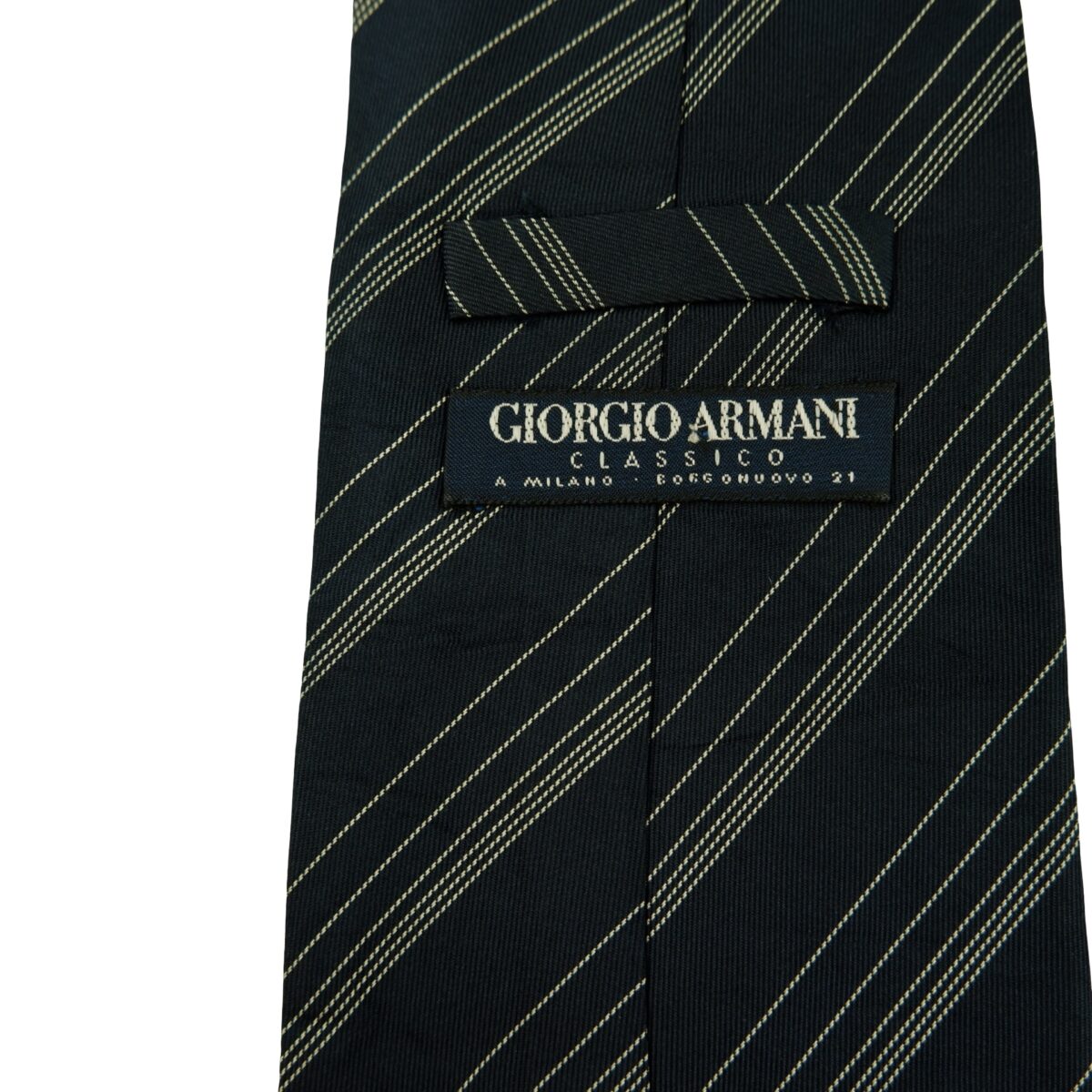 a16447 9 Giorgio Armani Tie Silk Black Stripe Italy (US Import Tax Included) มุมที่ 9