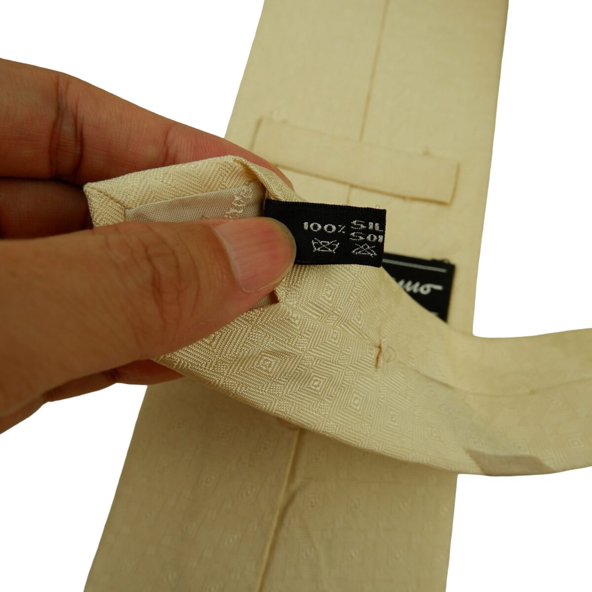 a16449 10 Salvatore Ferragamo Tie Silk Beige Geometric Italy (US Import Tax Included) มุมที่ 10