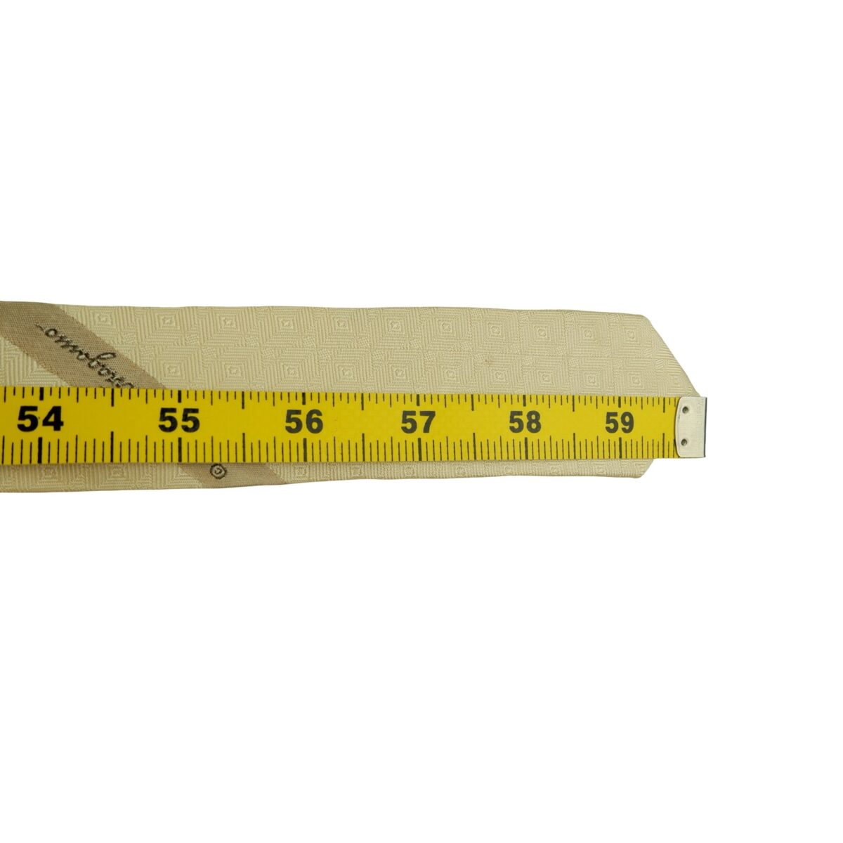 a16449 13 Salvatore Ferragamo Tie Silk Beige Geometric Italy (US Import Tax Included) มุมที่ 13