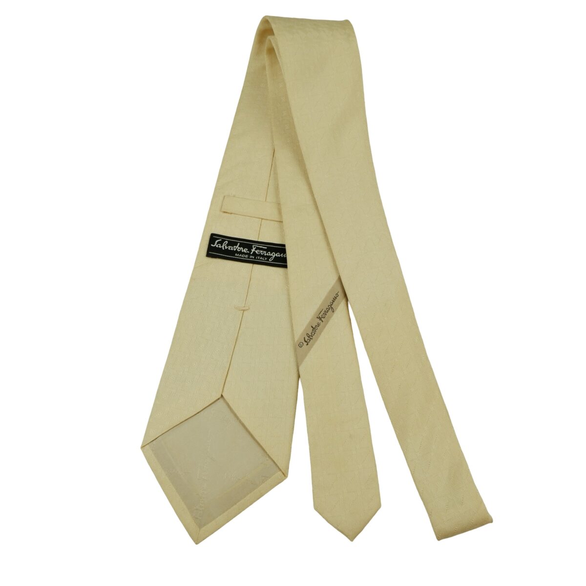 a16449 7 Salvatore Ferragamo Tie Silk Beige Geometric Italy (US Import Tax Included) มุมที่ 7