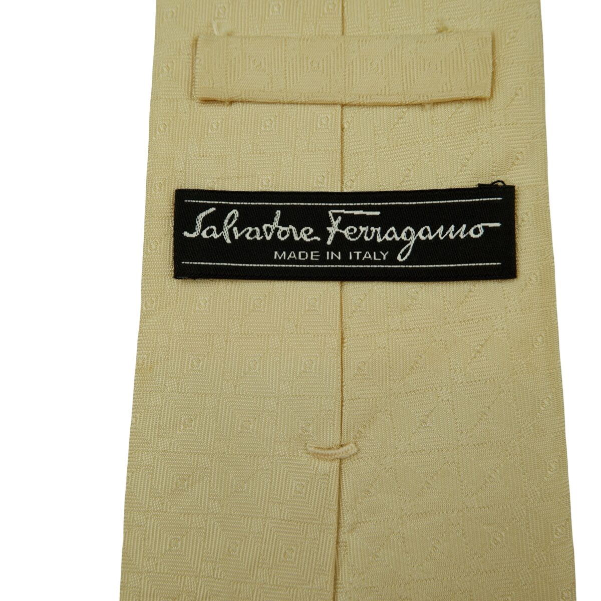 a16449 9 Salvatore Ferragamo Tie Silk Beige Geometric Italy (US Import Tax Included) มุมที่ 9