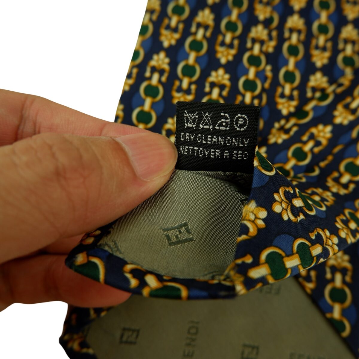 a16451 11 Fendi Tie Silk Dark Navy Abstract Pattern Italy (US Import Tax Included) มุมที่ 11