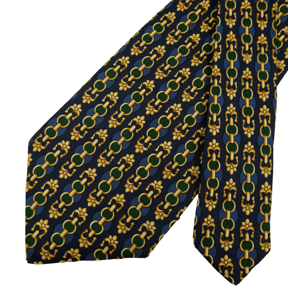 a16451 2 Fendi Tie Silk Dark Navy Abstract Pattern Italy (US Import Tax Included) มุมที่ 2
