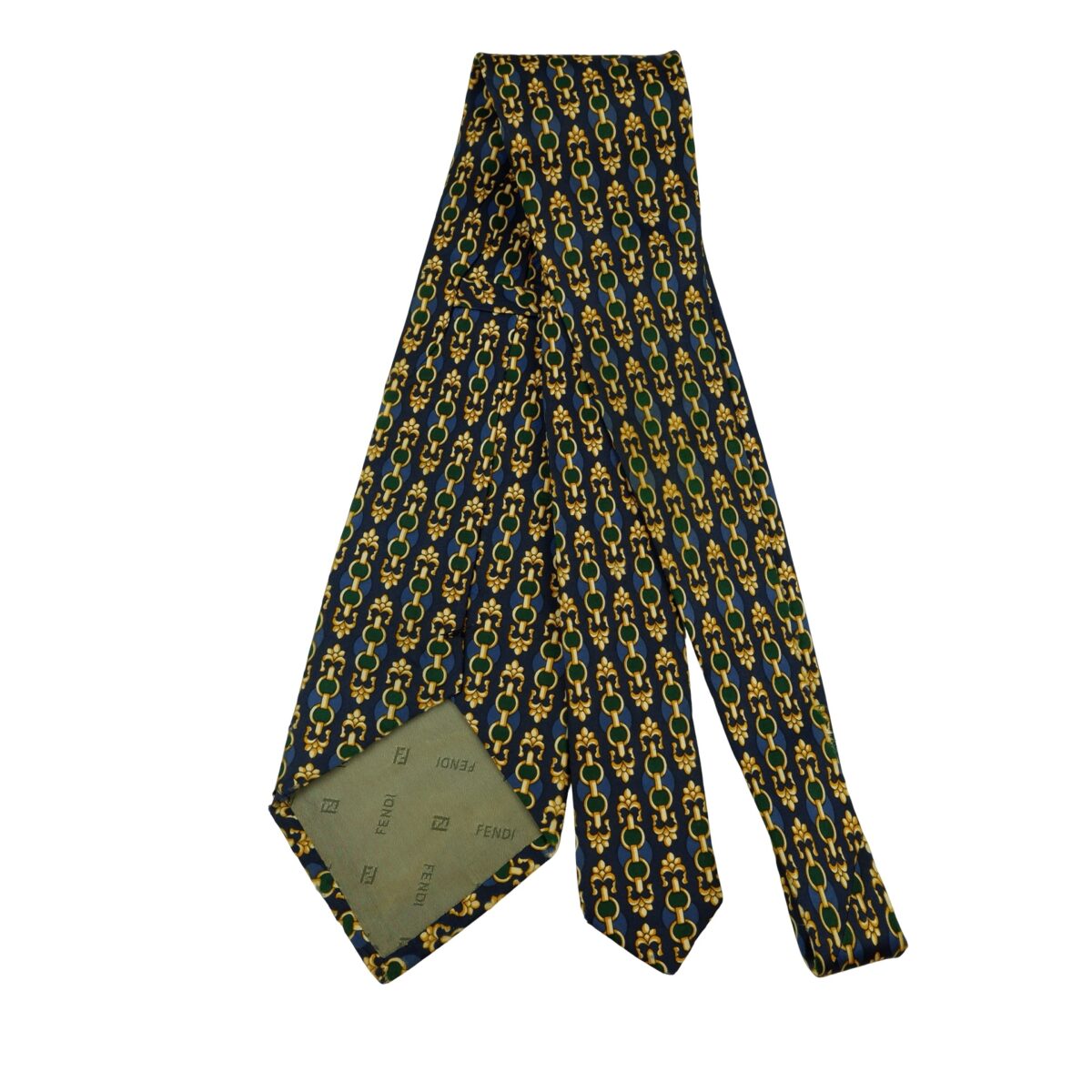 a16451 7 Fendi Tie Silk Dark Navy Abstract Pattern Italy (US Import Tax Included) มุมที่ 7